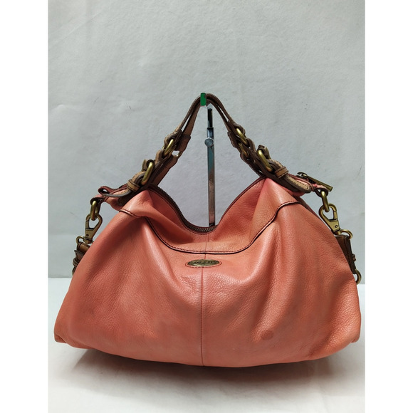 Fossil Orange Leather Zipper Closure Crossbody Bag - Picture 1 of 16